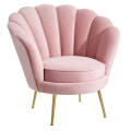 Wholesale Furniture Sofa Lounge Gold Legs Pink Velvet Shell Shaped Armchair modern